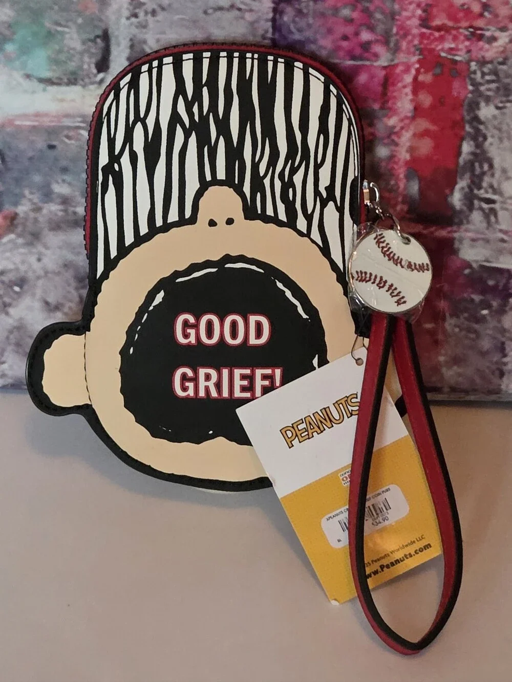Peanuts Snoopy Cream & Black Wristlet Pouch with Red Trim NWT
